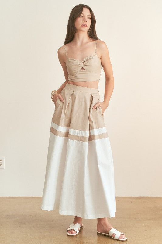 Color Block Maxi Skirt Set