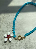 Cat Eye Glass Necklace with Sunflower