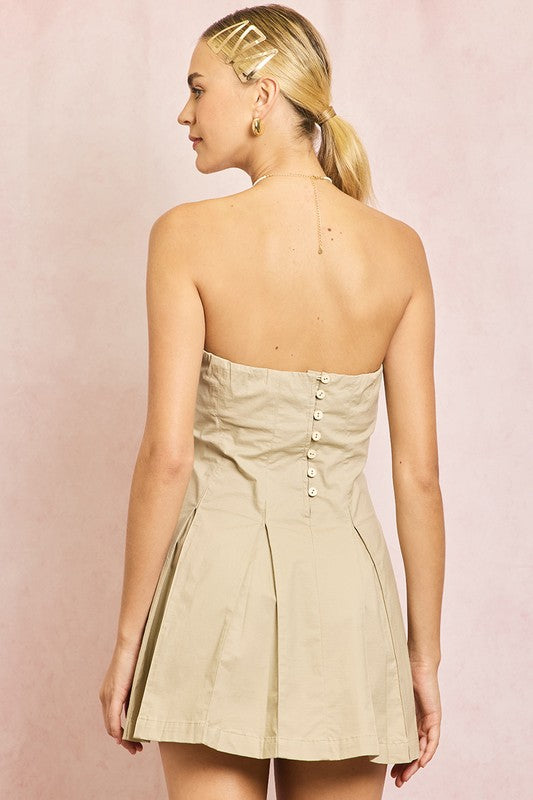 Beige Pleated Dress