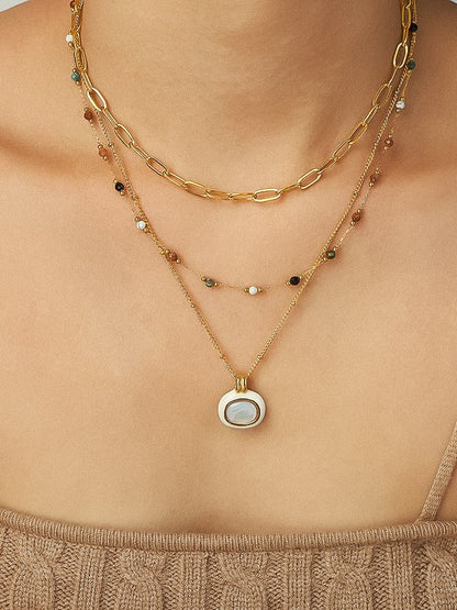 Square Shell Pendant Necklace