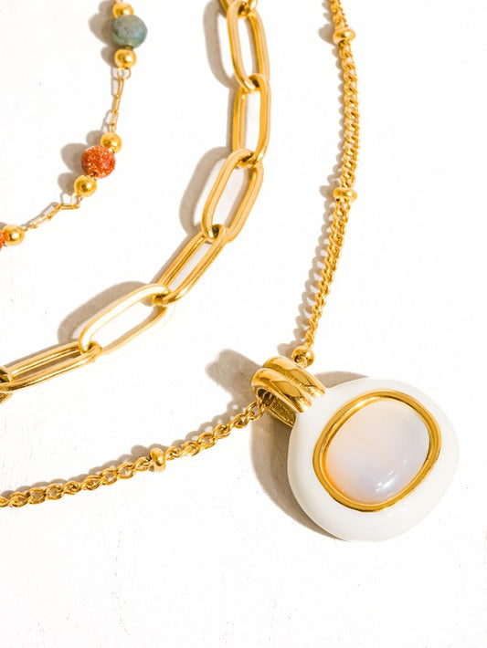 Square Shell Pendant Necklace