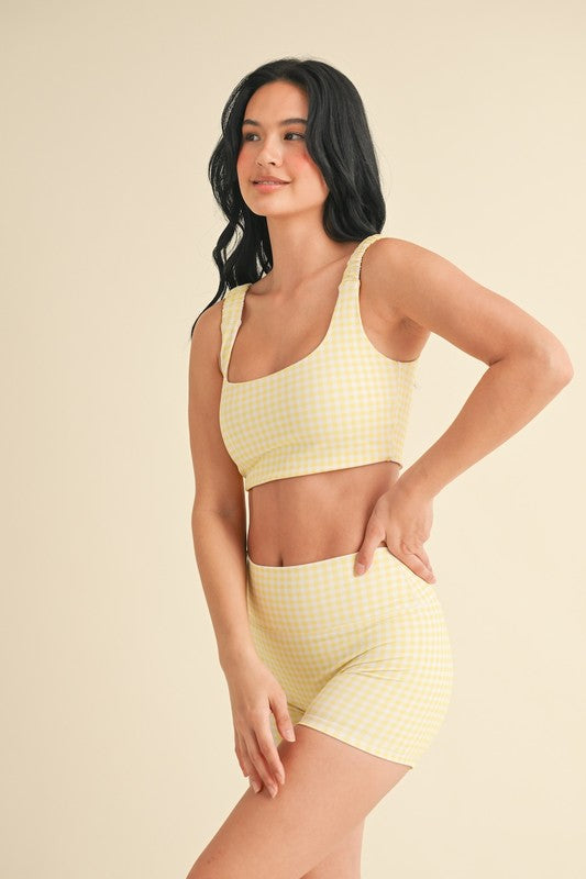 Lemon Gingham Top & Bottom Set