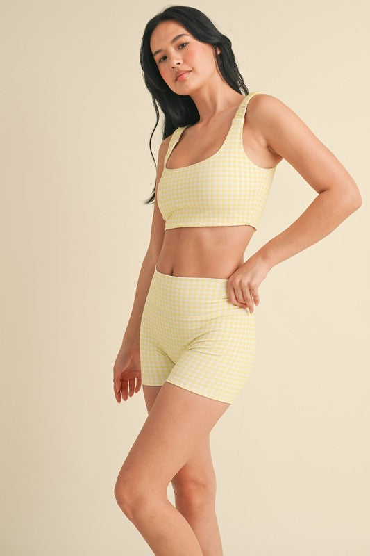 Lemon Gingham Top & Bottom Set