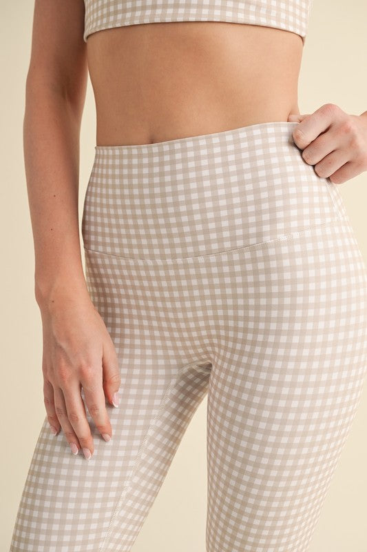 Beige Gingham Top & Bottom Set