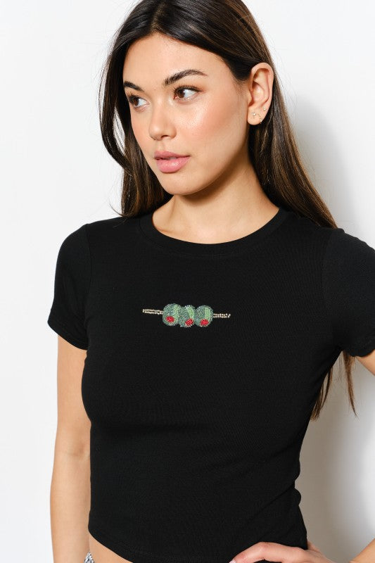 Olive Beaded Tee
