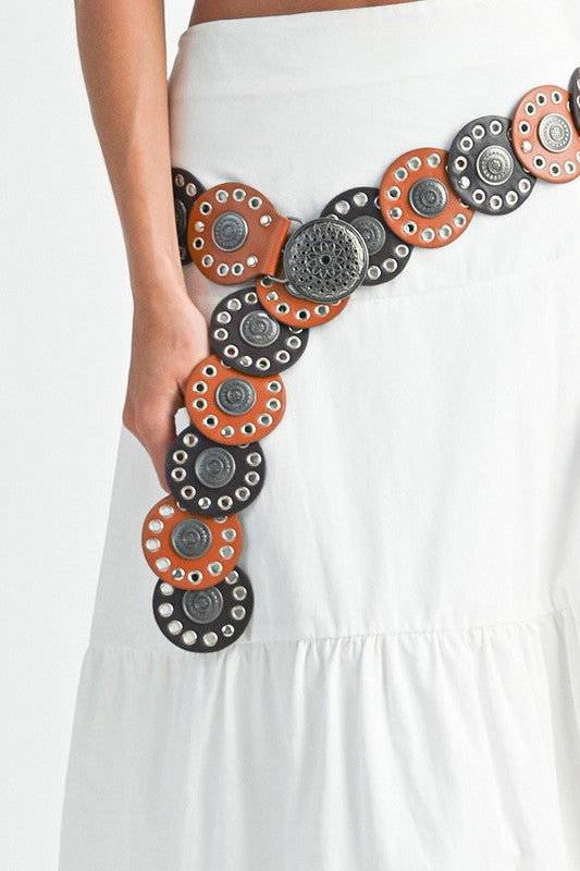 Western Maxi Skirt Set with Belt