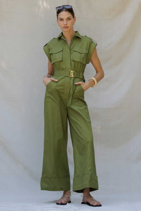 Olive Wide-leg Jumpsuit