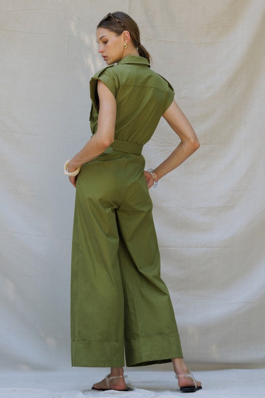 Olive Wide-leg Jumpsuit