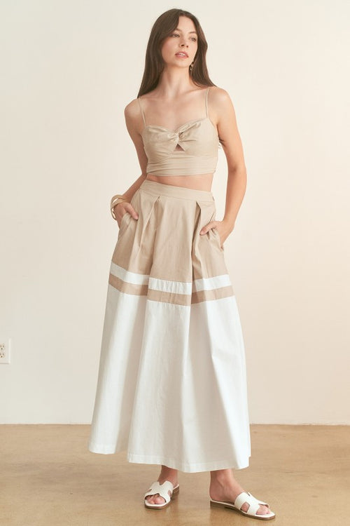 Color Block Maxi Skirt Set