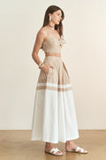 Color Block Maxi Skirt Set