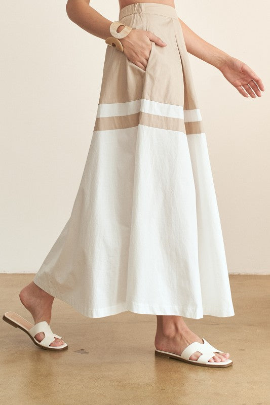 Color Block Maxi Skirt Set