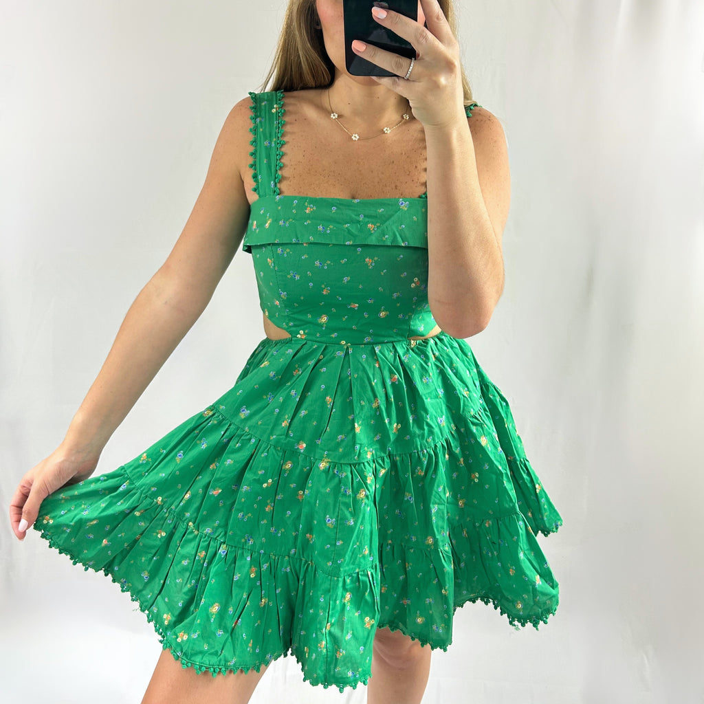 Green Floral Mini Dress