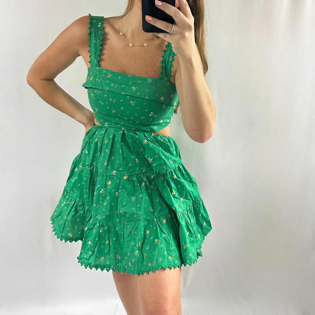 Green Floral Mini Dress