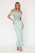 Off Shoulder Mint Midi Dress