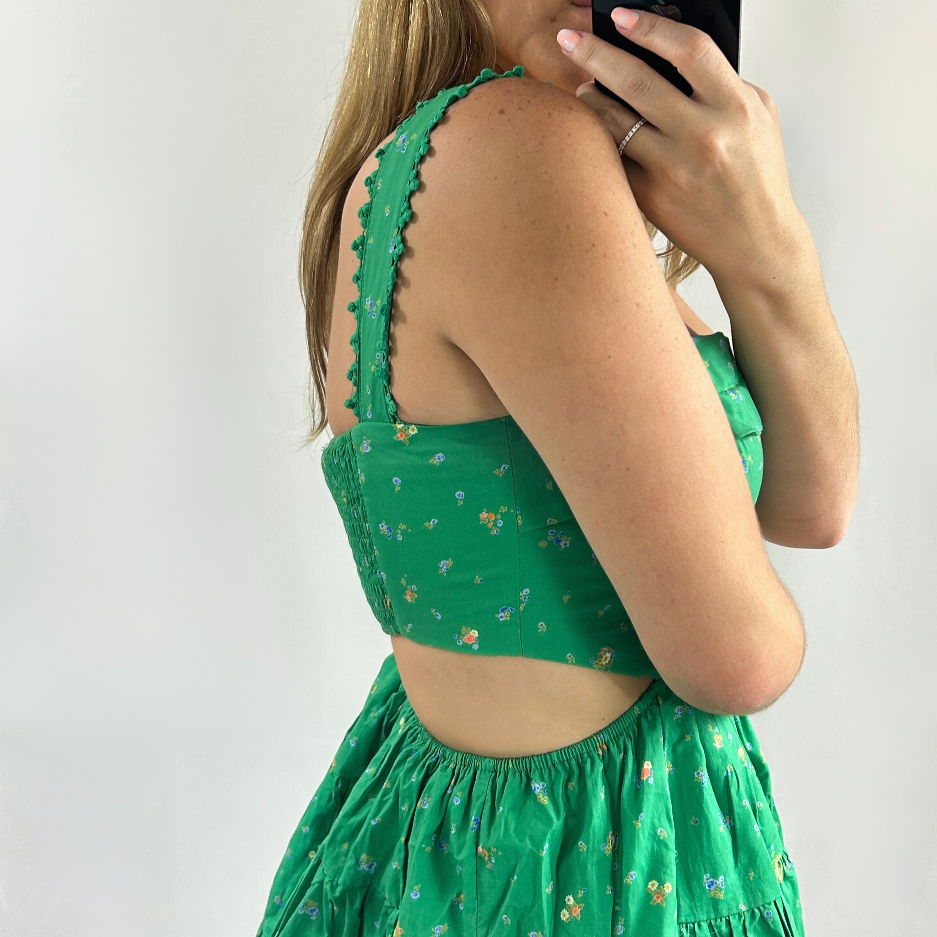 Green Floral Mini Dress