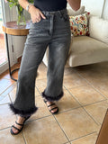 Feather Trim Jeans