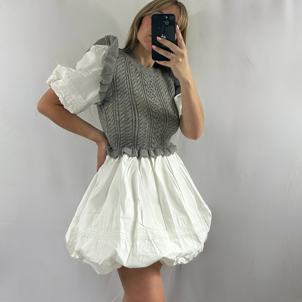 Knit Sweater Bubble Mini Dress