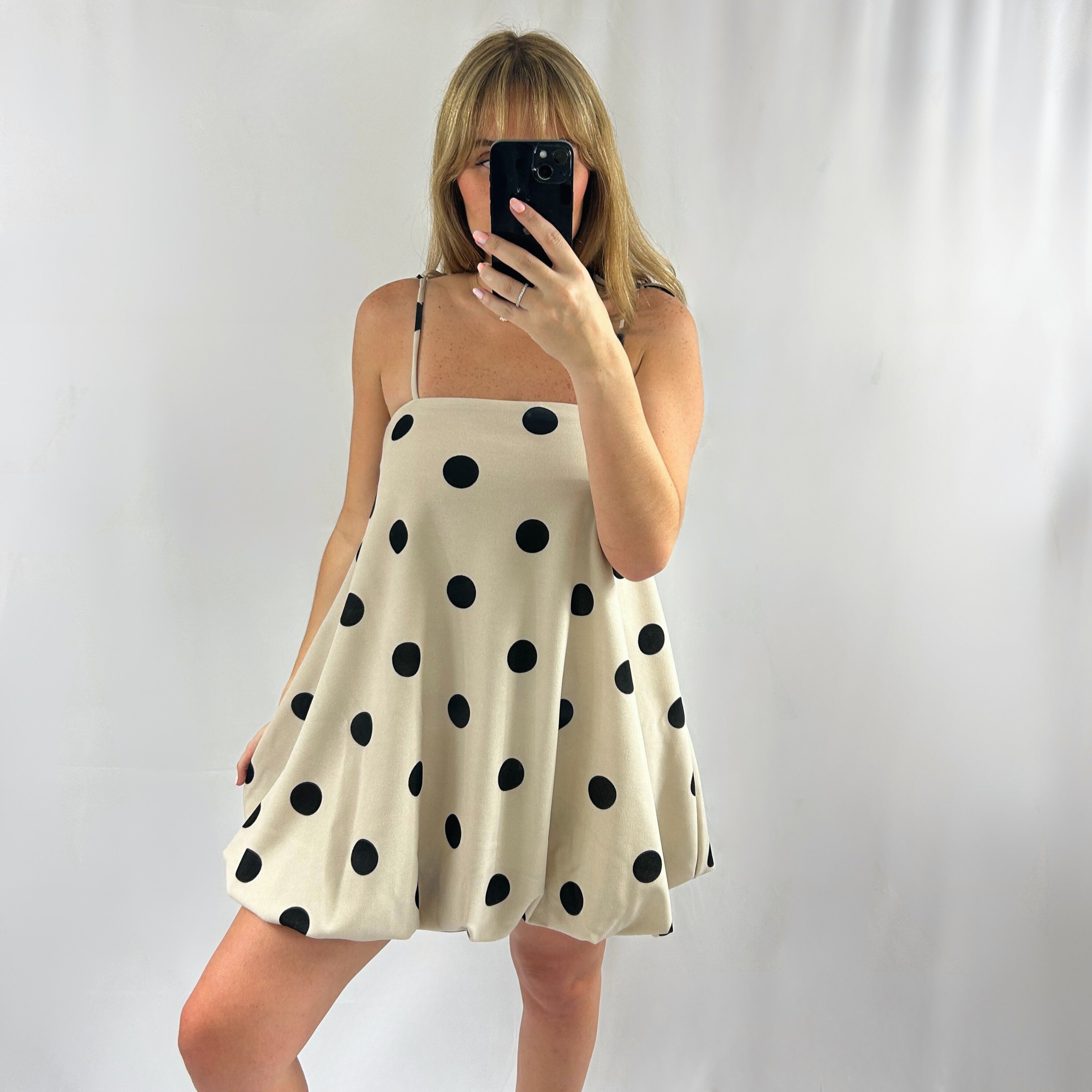 Polka Dot Bubble Mini Dress